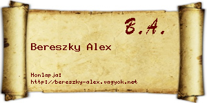Bereszky Alex névjegykártya